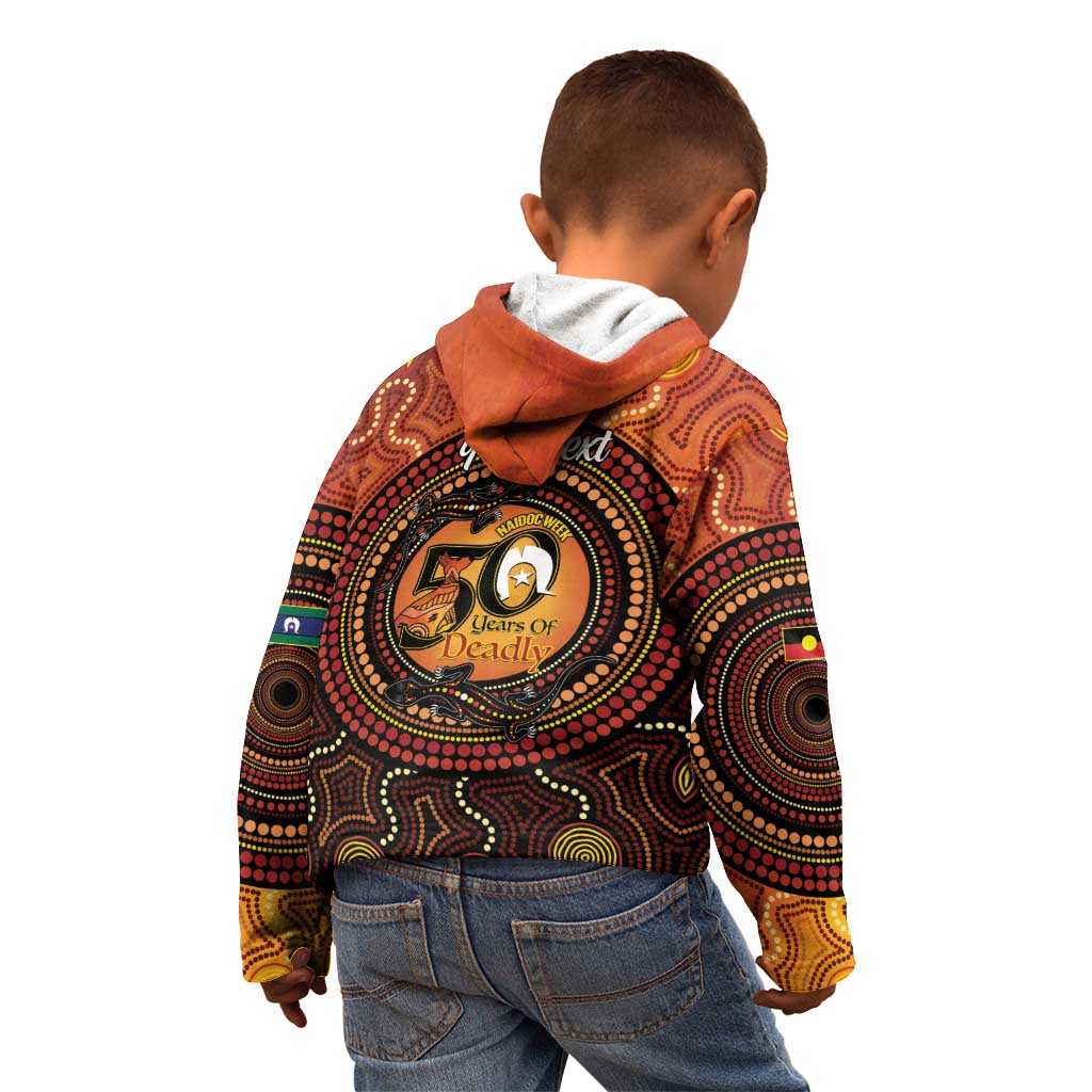 NAIDOC Week 2026 Personalised Kid Hoodie 50 Years of Deadly Lizard Kangaroo Aboriginal Art