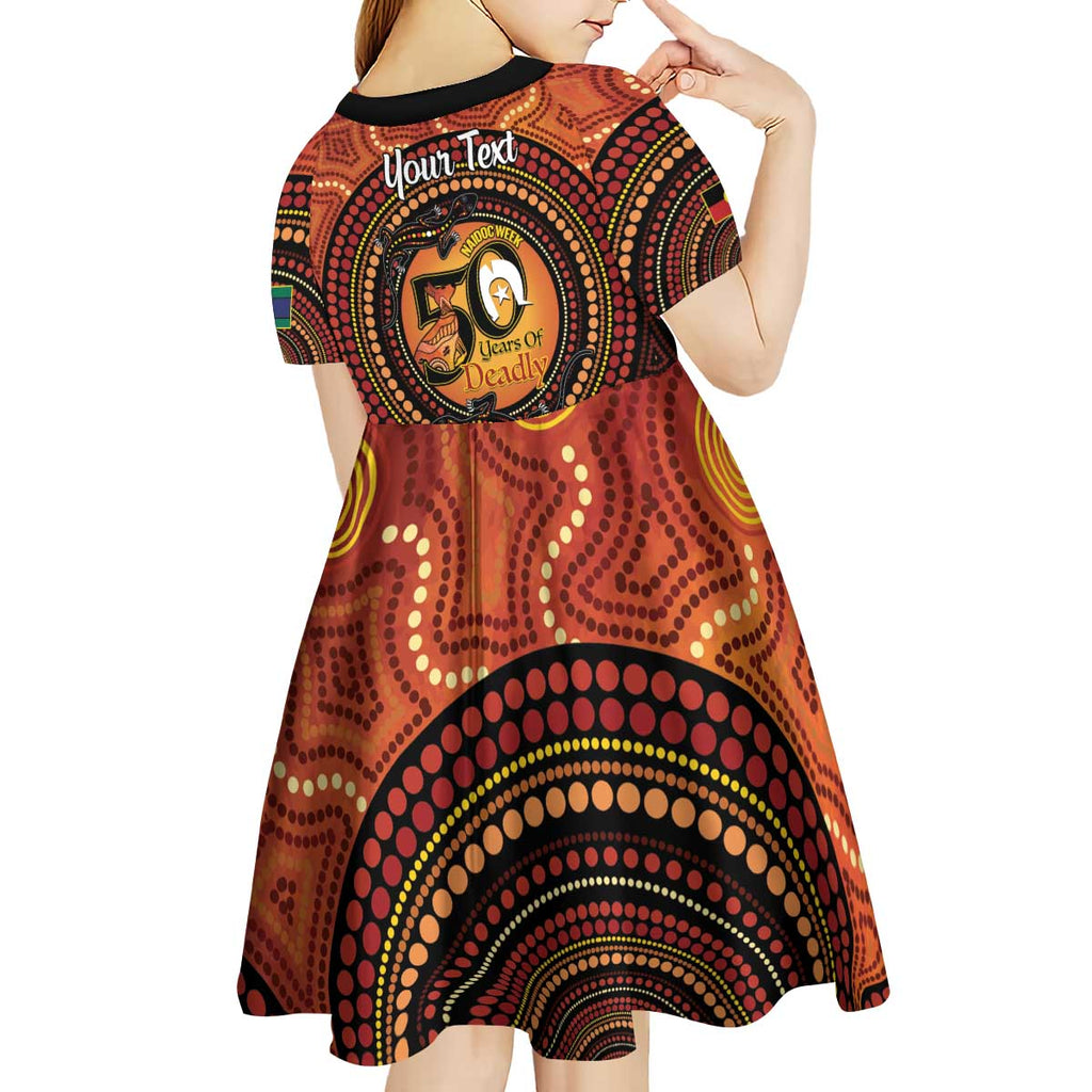 NAIDOC Week 2026 Personalised Kid Short Sleeve Dress 50 Years of Deadly Lizard Kangaroo Aboriginal Art