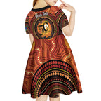 NAIDOC Week 2026 Personalised Kid Short Sleeve Dress 50 Years of Deadly Lizard Kangaroo Aboriginal Art