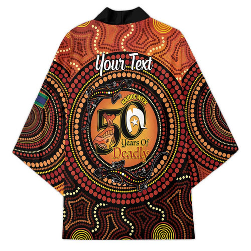 NAIDOC Week 2026 Personalised Kimono 50 Years of Deadly Lizard Kangaroo Aboriginal Art