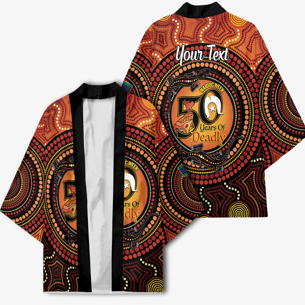NAIDOC Week 2026 Personalised Kimono 50 Years of Deadly Lizard Kangaroo Aboriginal Art