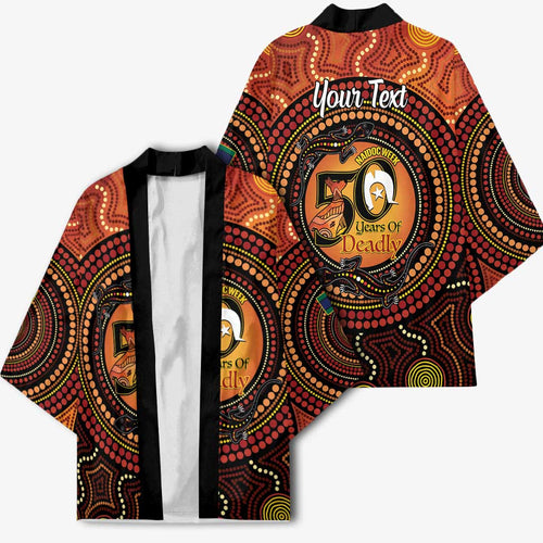 NAIDOC Week 2026 Personalised Kimono 50 Years of Deadly Lizard Kangaroo Aboriginal Art