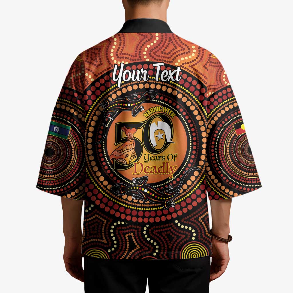 NAIDOC Week 2026 Personalised Kimono 50 Years of Deadly Lizard Kangaroo Aboriginal Art