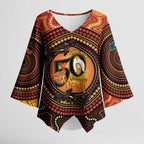 NAIDOC Week 2026 Personalised Kimono Sleeve Blouse 50 Years of Deadly Lizard Kangaroo Aboriginal Art
