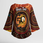 NAIDOC Week 2026 Personalised Kimono Sleeve Blouse 50 Years of Deadly Lizard Kangaroo Aboriginal Art