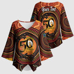 NAIDOC Week 2026 Personalised Kimono Sleeve Blouse 50 Years of Deadly Lizard Kangaroo Aboriginal Art