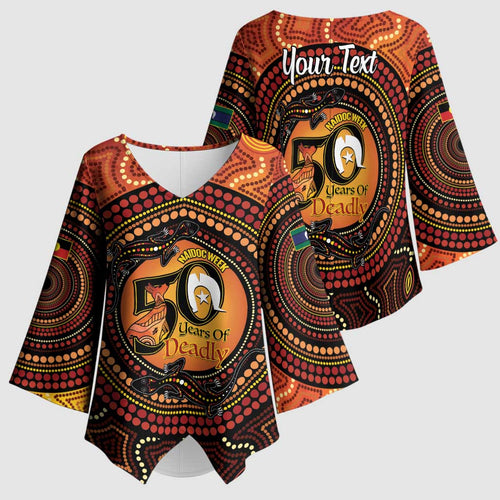 NAIDOC Week 2026 Personalised Kimono Sleeve Blouse 50 Years of Deadly Lizard Kangaroo Aboriginal Art