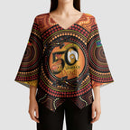 NAIDOC Week 2026 Personalised Kimono Sleeve Blouse 50 Years of Deadly Lizard Kangaroo Aboriginal Art