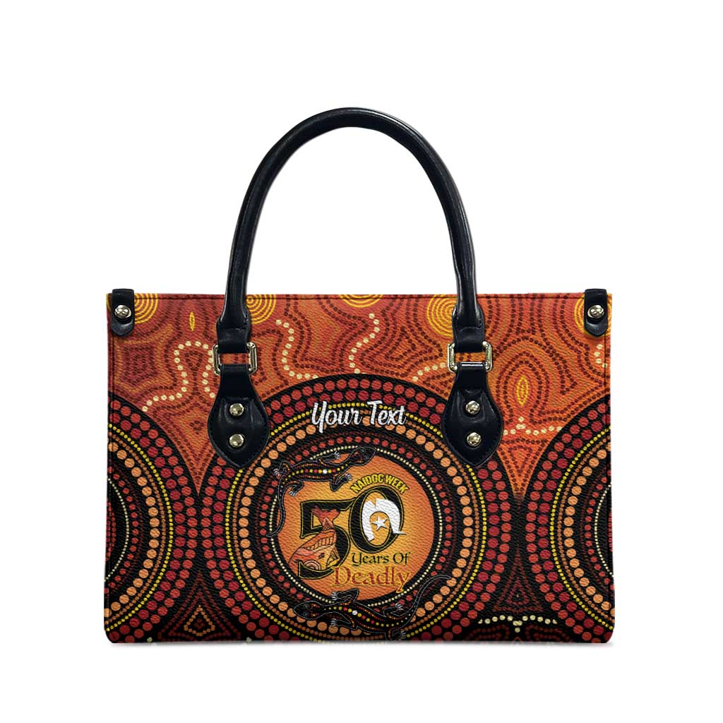 NAIDOC Week 2026 Personalised Leather Bag 50 Years of Deadly Lizard Kangaroo Aboriginal Art
