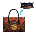 NAIDOC Week 2026 Personalised Leather Bag 50 Years of Deadly Lizard Kangaroo Aboriginal Art