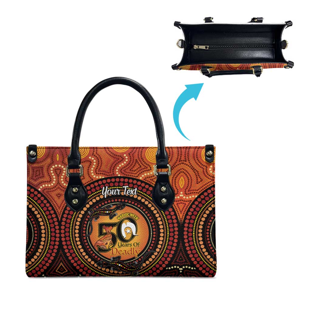 NAIDOC Week 2026 Personalised Leather Bag 50 Years of Deadly Lizard Kangaroo Aboriginal Art