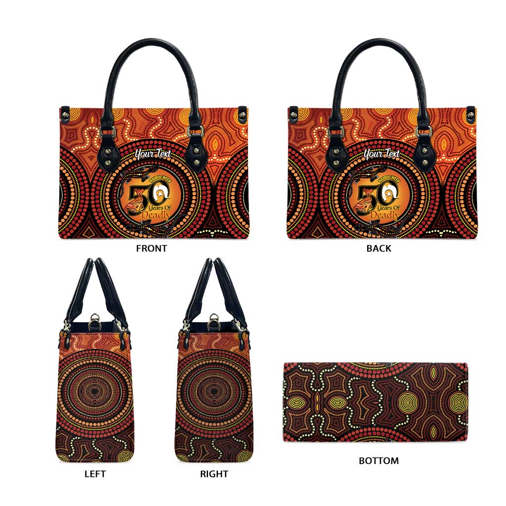 NAIDOC Week 2026 Personalised Leather Bag 50 Years of Deadly Lizard Kangaroo Aboriginal Art