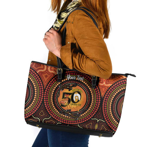 NAIDOC Week 2026 Personalised Leather Tote Bag 50 Years of Deadly Lizard Kangaroo Aboriginal Art