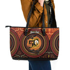 NAIDOC Week 2026 Personalised Leather Tote Bag 50 Years of Deadly Lizard Kangaroo Aboriginal Art