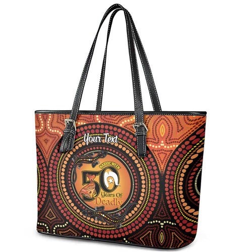 NAIDOC Week 2026 Personalised Leather Tote Bag 50 Years of Deadly Lizard Kangaroo Aboriginal Art