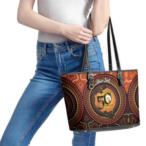 NAIDOC Week 2026 Personalised Leather Tote Bag 50 Years of Deadly Lizard Kangaroo Aboriginal Art