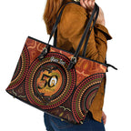 NAIDOC Week 2026 Personalised Leather Tote Bag 50 Years of Deadly Lizard Kangaroo Aboriginal Art