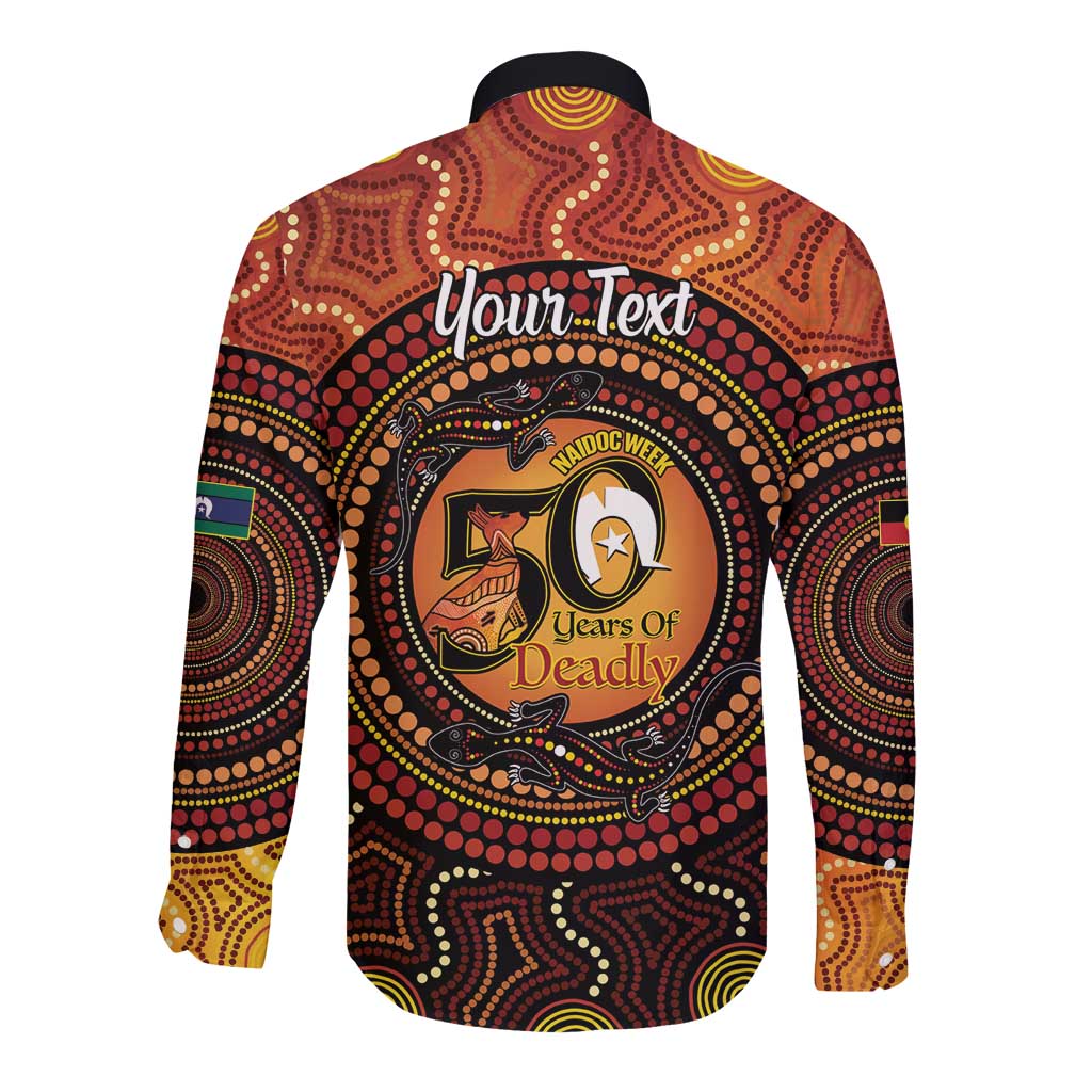 NAIDOC Week 2026 Personalised Long Sleeve Button Shirt 50 Years of Deadly Lizard Kangaroo Aboriginal Art