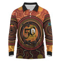 NAIDOC Week 2026 Personalised Long Sleeve Polo Shirt 50 Years of Deadly Lizard Kangaroo Aboriginal Art