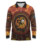 NAIDOC Week 2026 Personalised Long Sleeve Polo Shirt 50 Years of Deadly Lizard Kangaroo Aboriginal Art