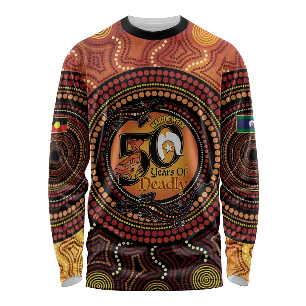 NAIDOC Week 2026 Personalised Long Sleeve Shirt 50 Years of Deadly Lizard Kangaroo Aboriginal Art