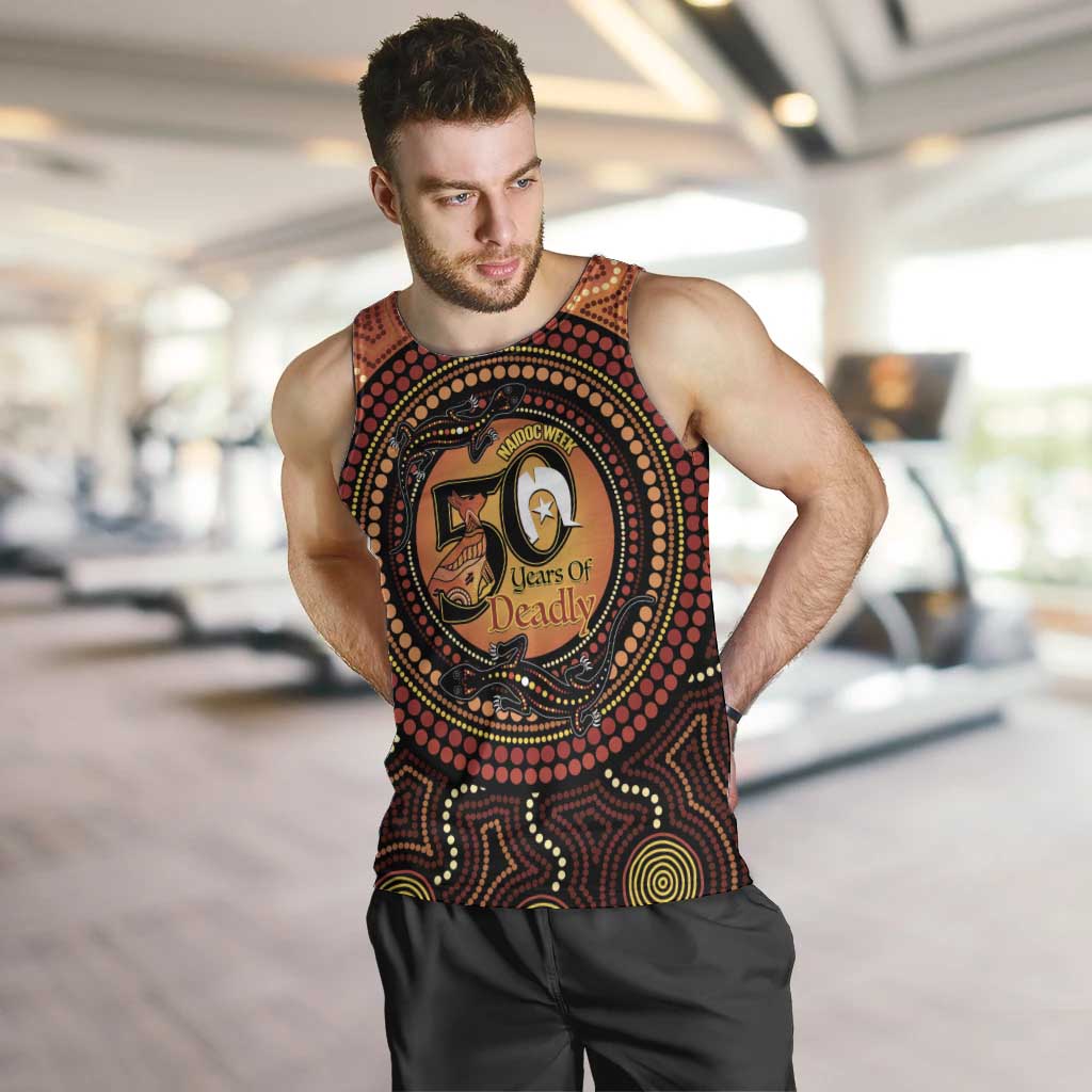 NAIDOC Week 2026 Personalised Men Tank Top 50 Years of Deadly Lizard Kangaroo Aboriginal Art