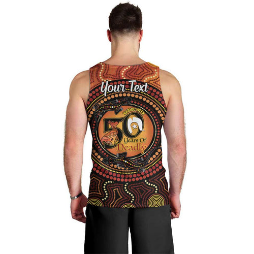 NAIDOC Week 2026 Personalised Men Tank Top 50 Years of Deadly Lizard Kangaroo Aboriginal Art