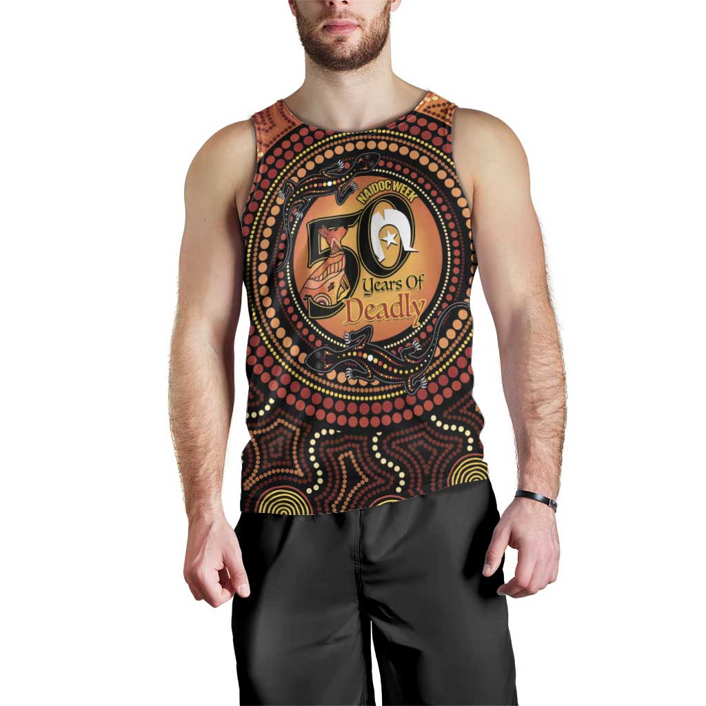 NAIDOC Week 2026 Personalised Men Tank Top 50 Years of Deadly Lizard Kangaroo Aboriginal Art