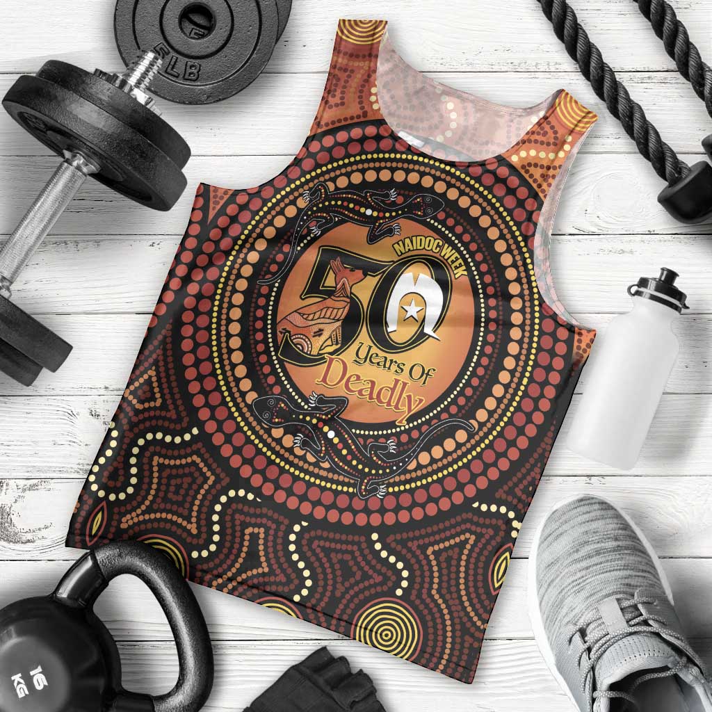 NAIDOC Week 2026 Personalised Men Tank Top 50 Years of Deadly Lizard Kangaroo Aboriginal Art