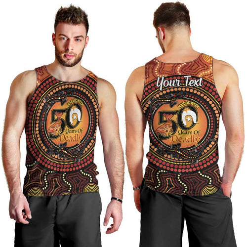 NAIDOC Week 2026 Personalised Men Tank Top 50 Years of Deadly Lizard Kangaroo Aboriginal Art
