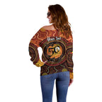 NAIDOC Week 2026 Personalised Off Shoulder Sweater 50 Years of Deadly Lizard Kangaroo Aboriginal Art