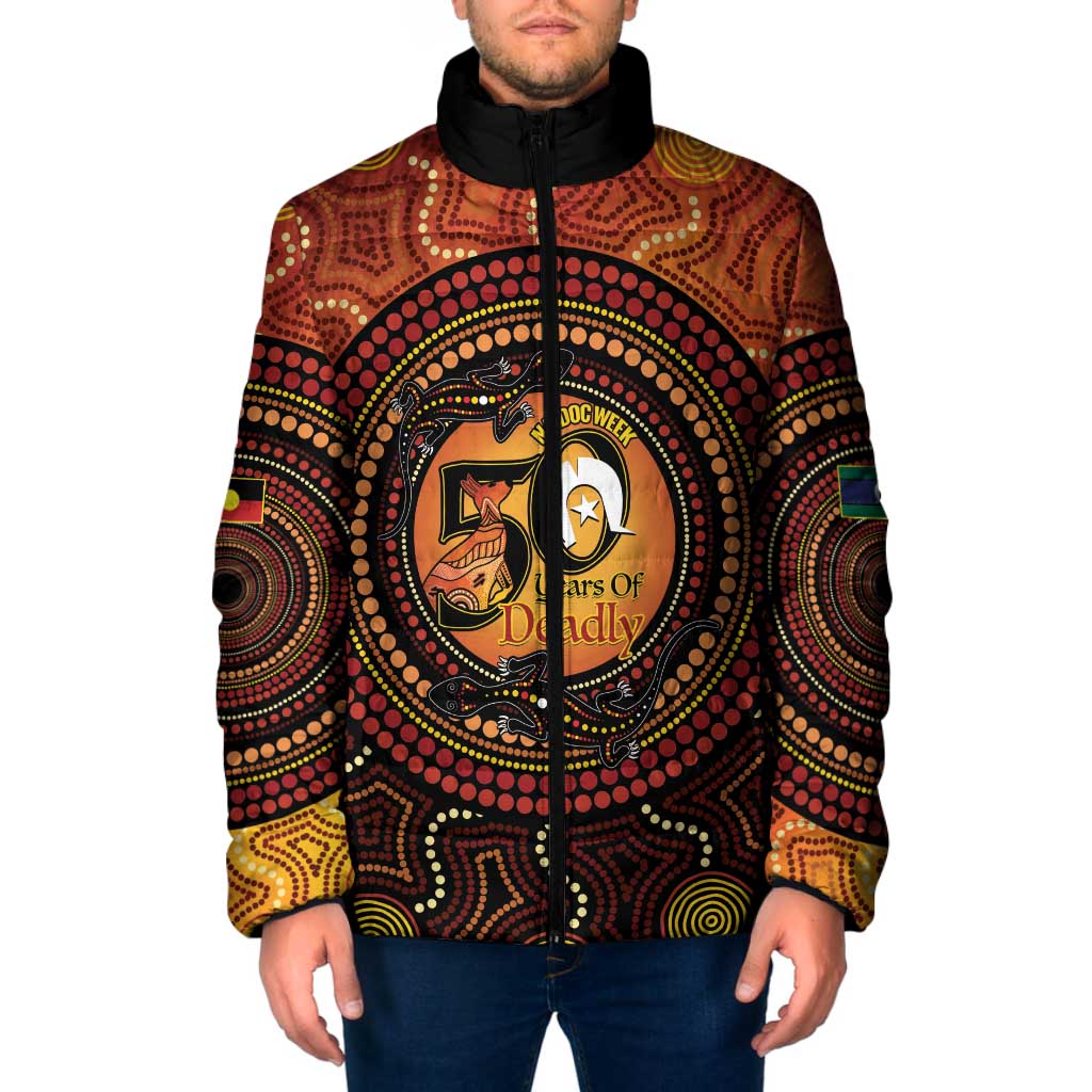 NAIDOC Week 2026 Personalised Padded Jacket 50 Years of Deadly Lizard Kangaroo Aboriginal Art