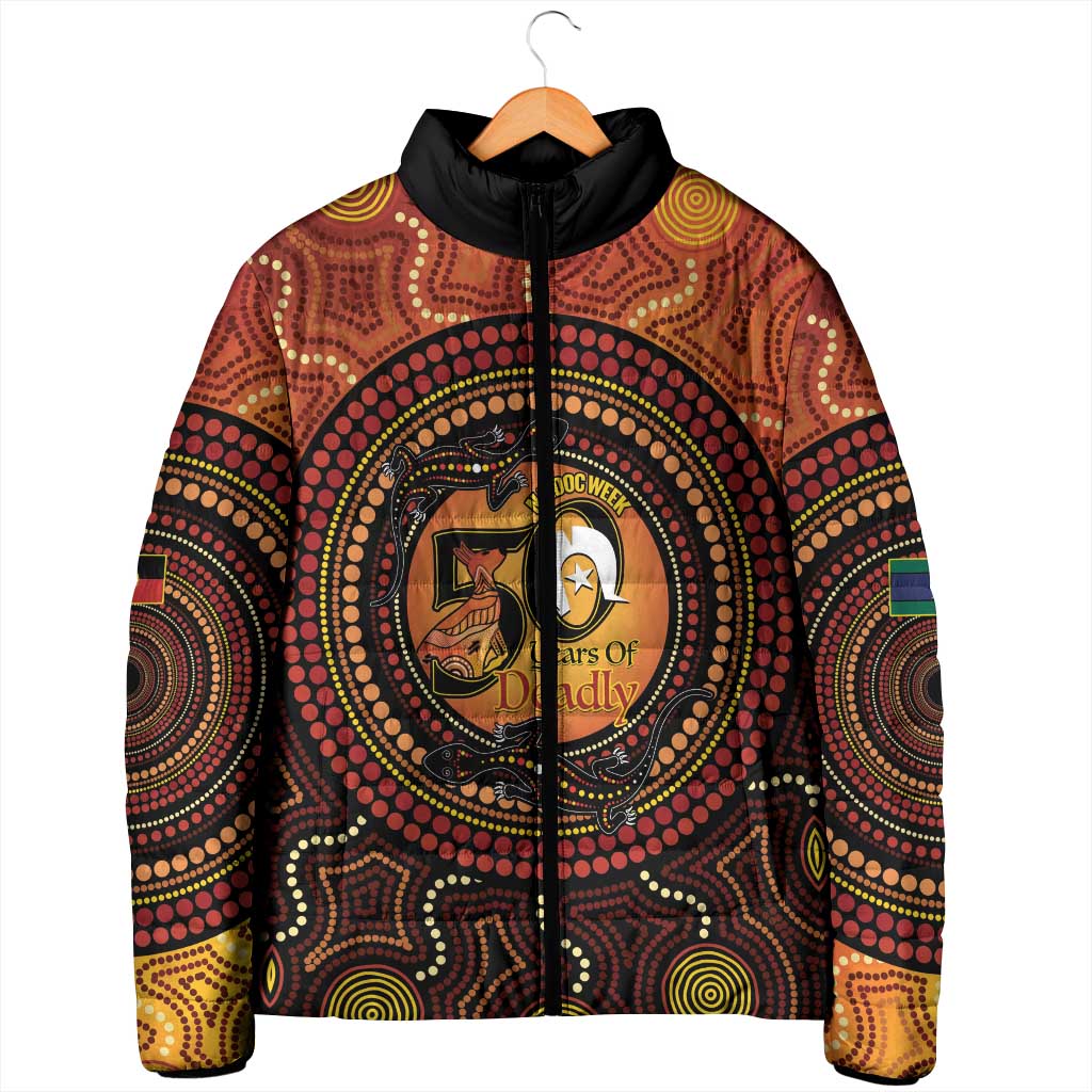 NAIDOC Week 2026 Personalised Padded Jacket 50 Years of Deadly Lizard Kangaroo Aboriginal Art