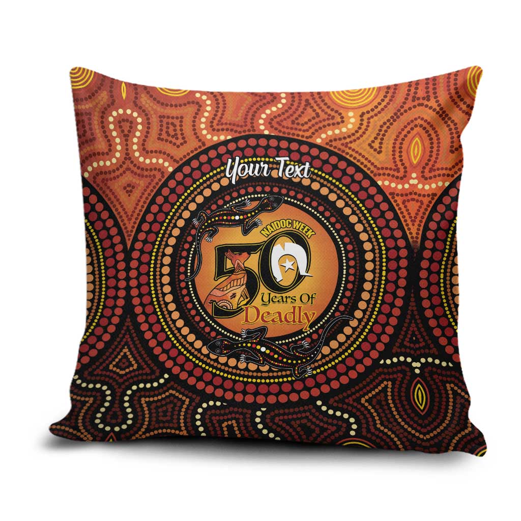 NAIDOC Week 2026 Personalised Pillow Cover 50 Years of Deadly Lizard Kangaroo Aboriginal Art