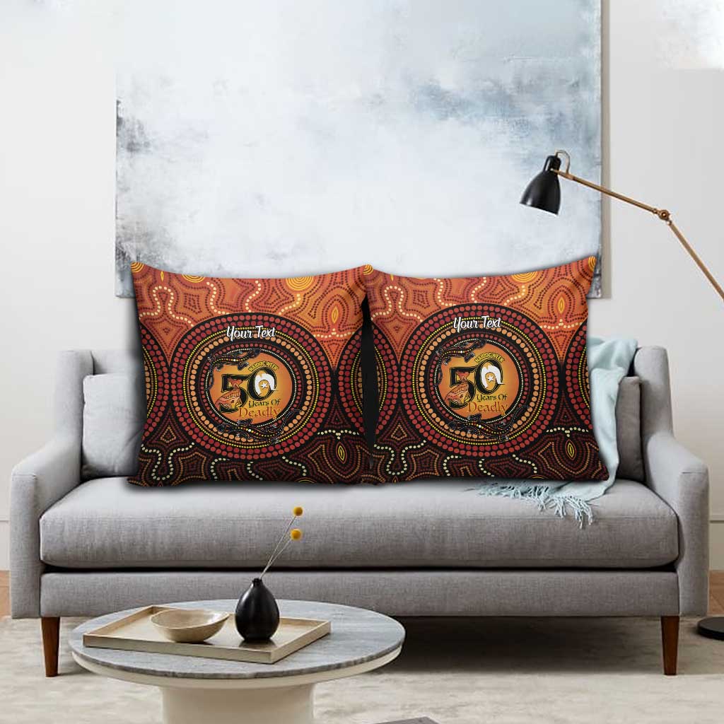 NAIDOC Week 2026 Personalised Pillow Cover 50 Years of Deadly Lizard Kangaroo Aboriginal Art