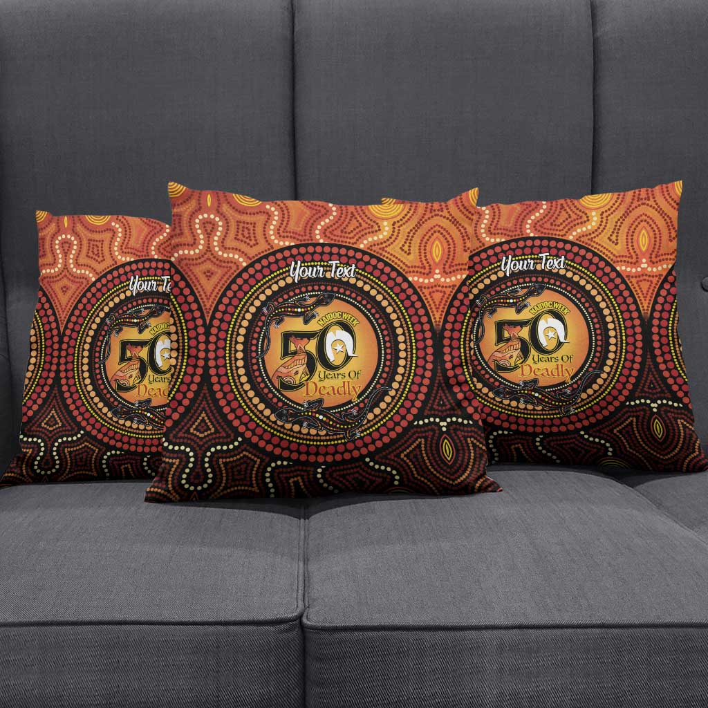 NAIDOC Week 2026 Personalised Pillow Cover 50 Years of Deadly Lizard Kangaroo Aboriginal Art