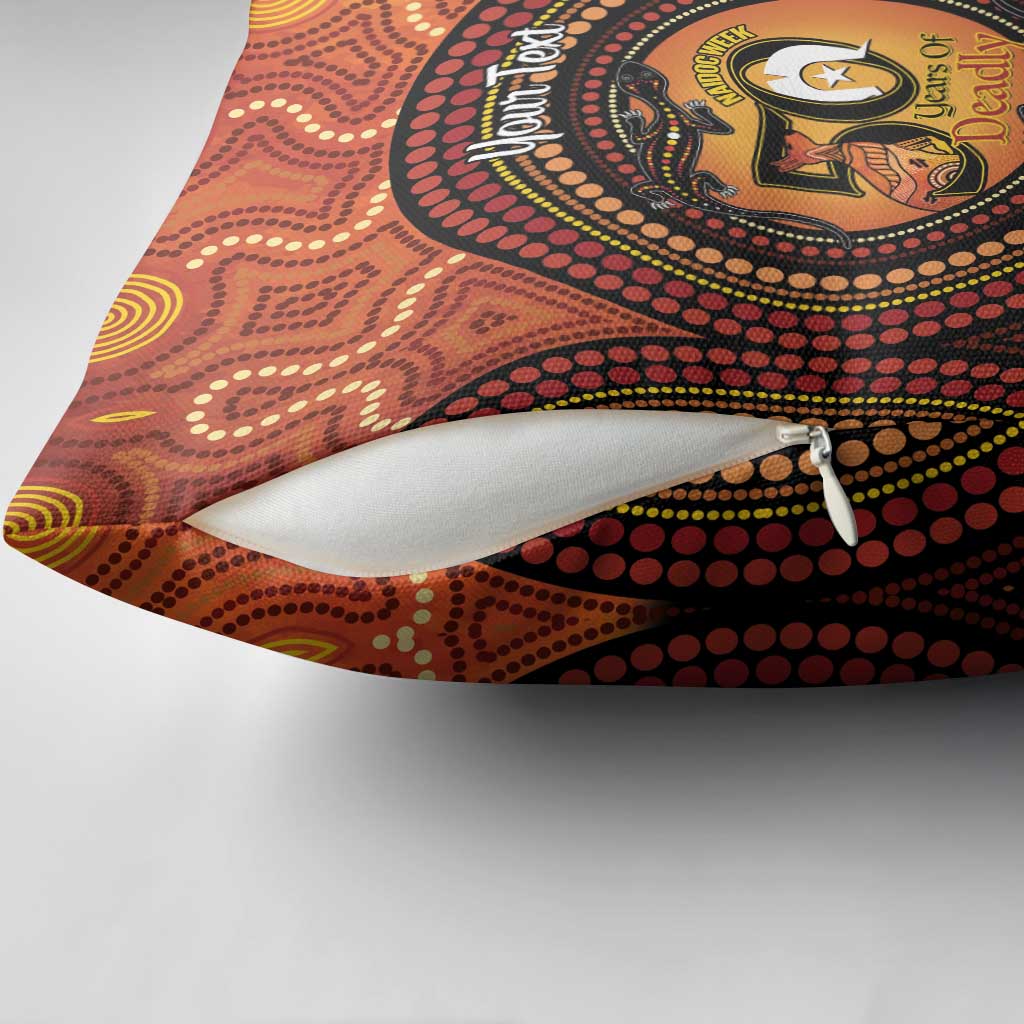 NAIDOC Week 2026 Personalised Pillow Cover 50 Years of Deadly Lizard Kangaroo Aboriginal Art