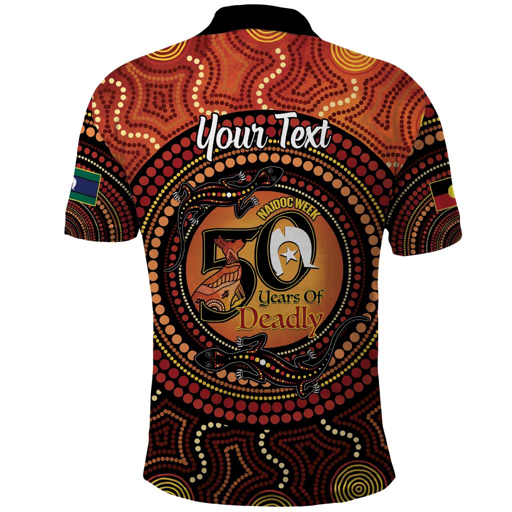 NAIDOC Week 2026 Personalised Polo Shirt 50 Years of Deadly Lizard Kangaroo Aboriginal Art