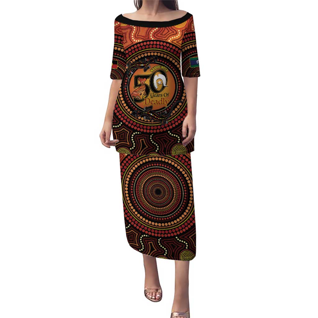 NAIDOC Week 2026 Personalised Puletasi 50 Years of Deadly Lizard Kangaroo Aboriginal Art