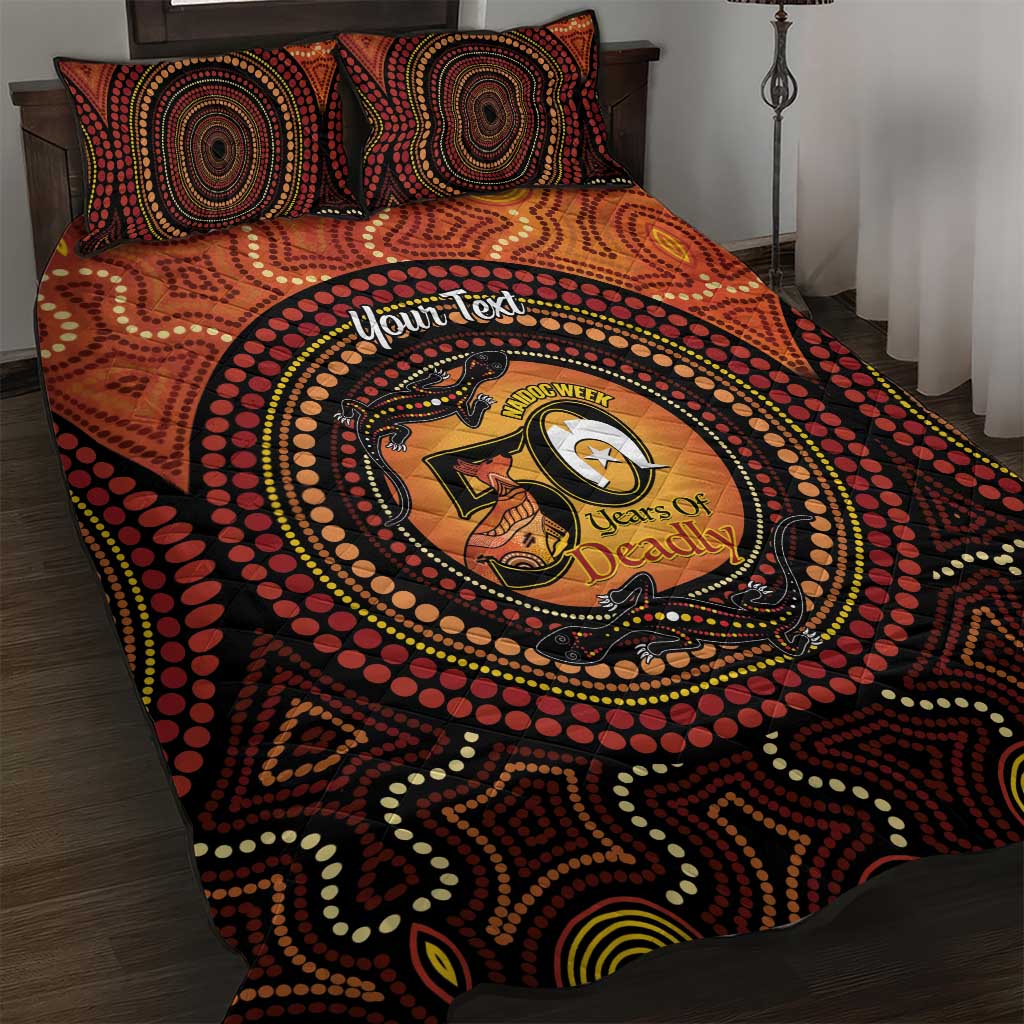 NAIDOC Week 2026 Personalised Quilt Bed Set 50 Years of Deadly Lizard Kangaroo Aboriginal Art