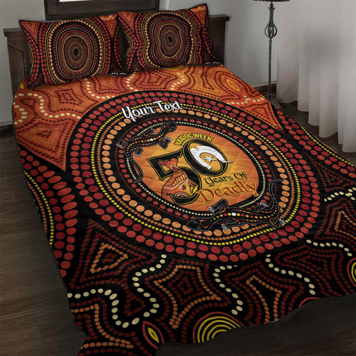 NAIDOC Week 2026 Personalised Quilt Bed Set 50 Years of Deadly Lizard Kangaroo Aboriginal Art