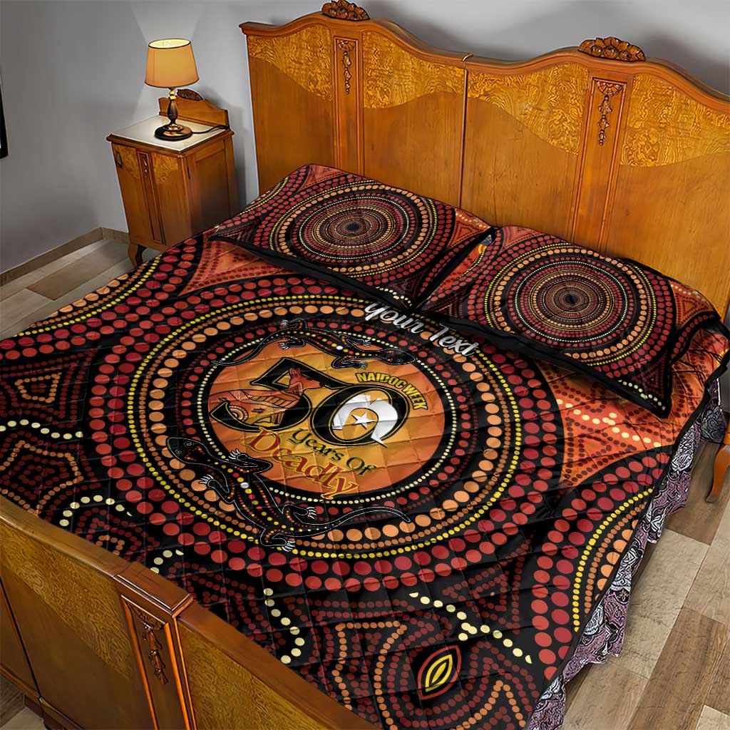 NAIDOC Week 2026 Personalised Quilt Bed Set 50 Years of Deadly Lizard Kangaroo Aboriginal Art