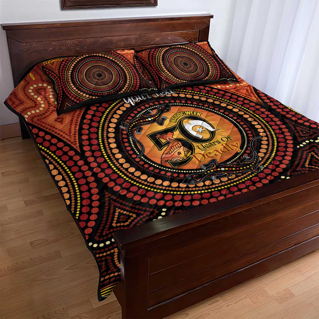 NAIDOC Week 2026 Personalised Quilt Bed Set 50 Years of Deadly Lizard Kangaroo Aboriginal Art
