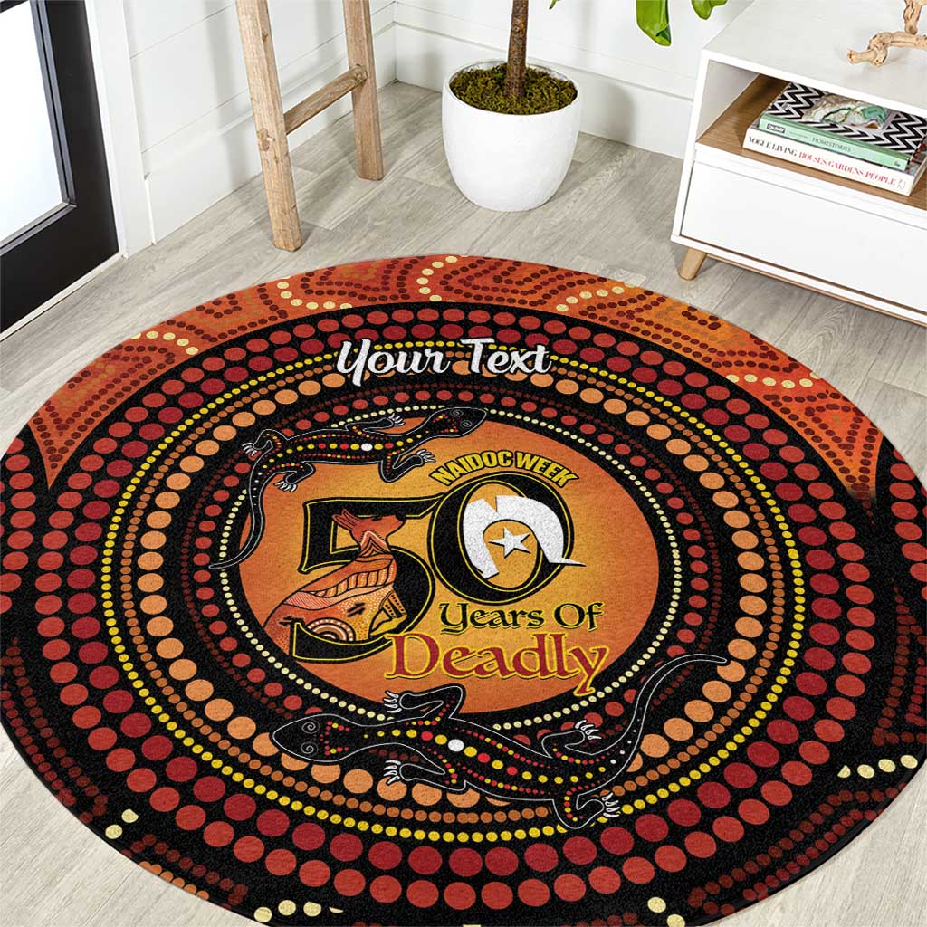 NAIDOC Week 2026 Personalised Round Carpet 50 Years of Deadly Lizard Kangaroo Aboriginal Art