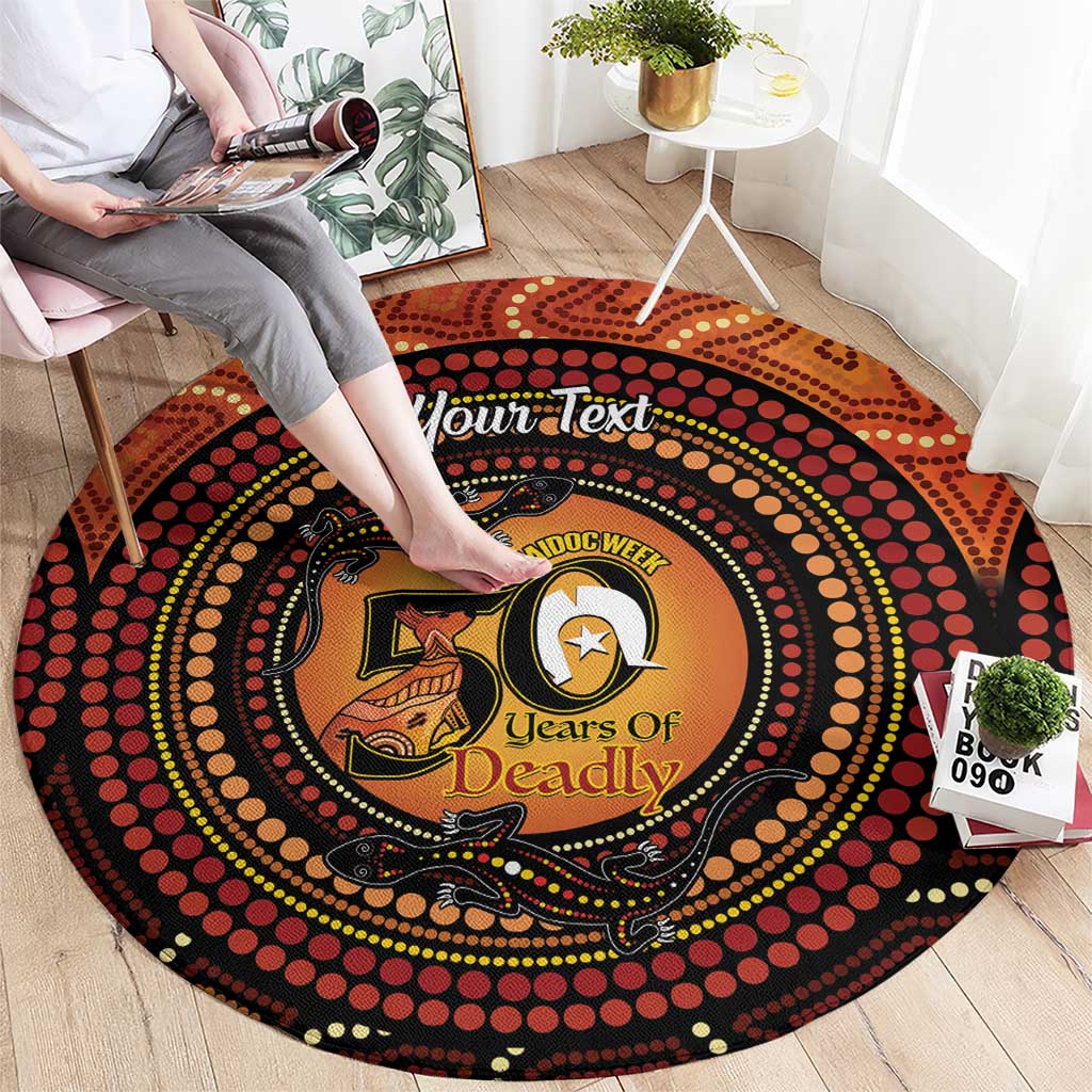 NAIDOC Week 2026 Personalised Round Carpet 50 Years of Deadly Lizard Kangaroo Aboriginal Art