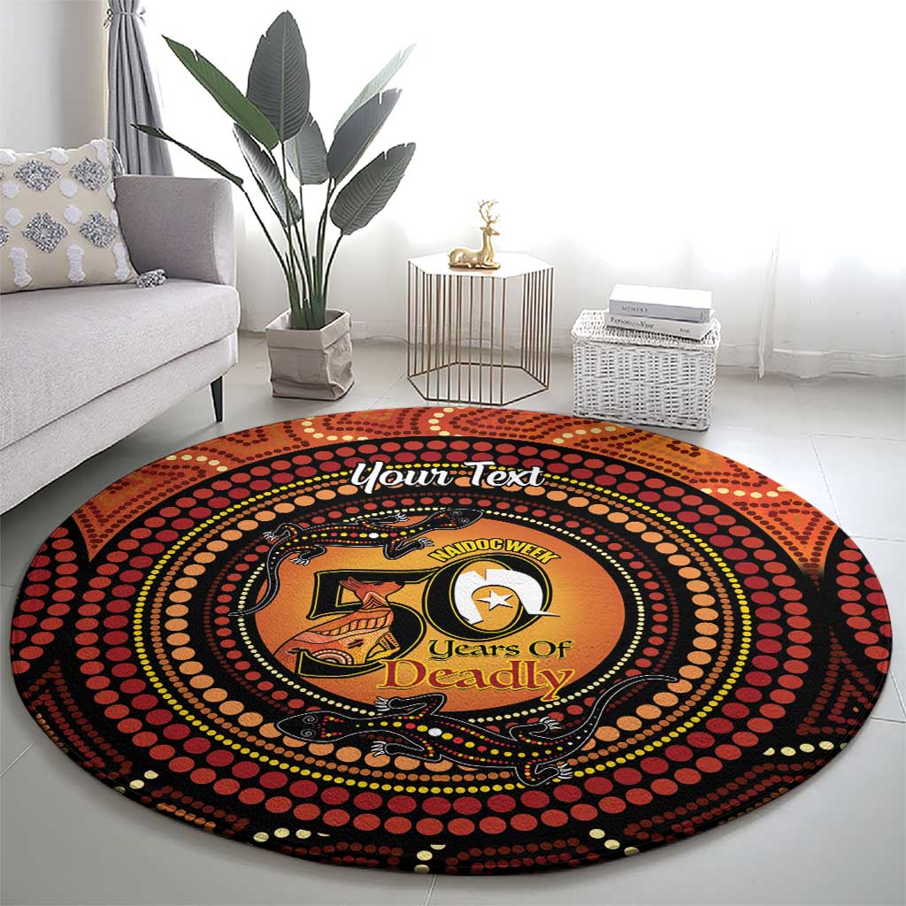 NAIDOC Week 2026 Personalised Round Carpet 50 Years of Deadly Lizard Kangaroo Aboriginal Art