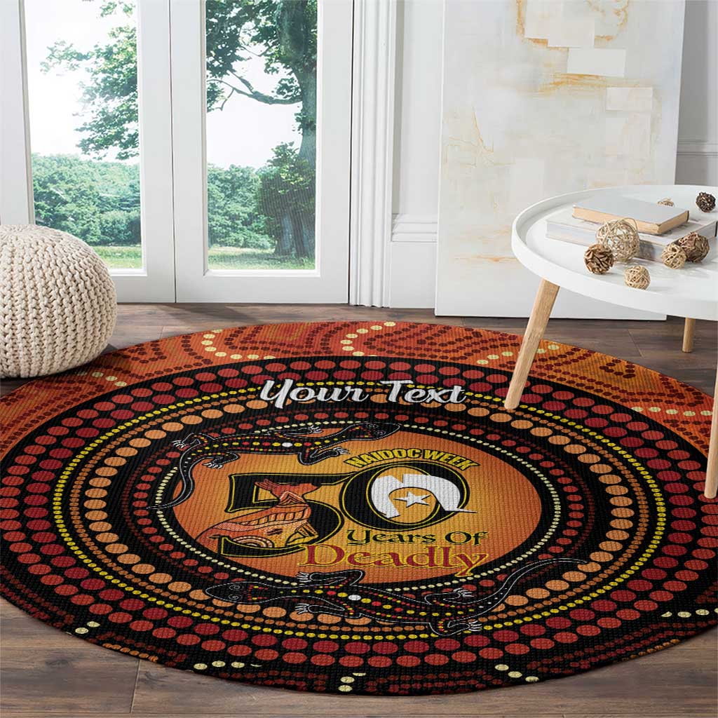 NAIDOC Week 2026 Personalised Round Carpet 50 Years of Deadly Lizard Kangaroo Aboriginal Art