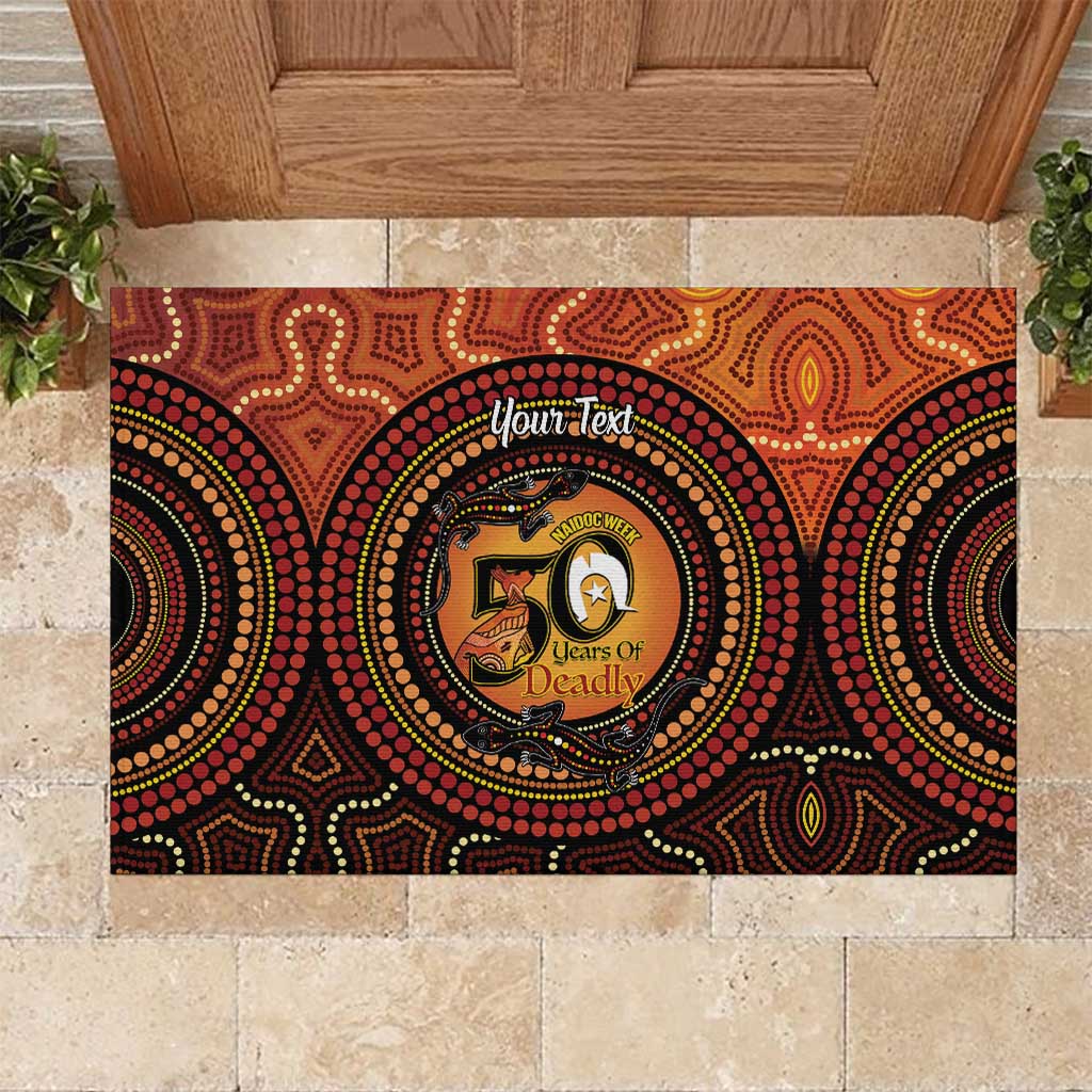 NAIDOC Week 2026 Personalised Rubber Doormat 50 Years of Deadly Lizard Kangaroo Aboriginal Art
