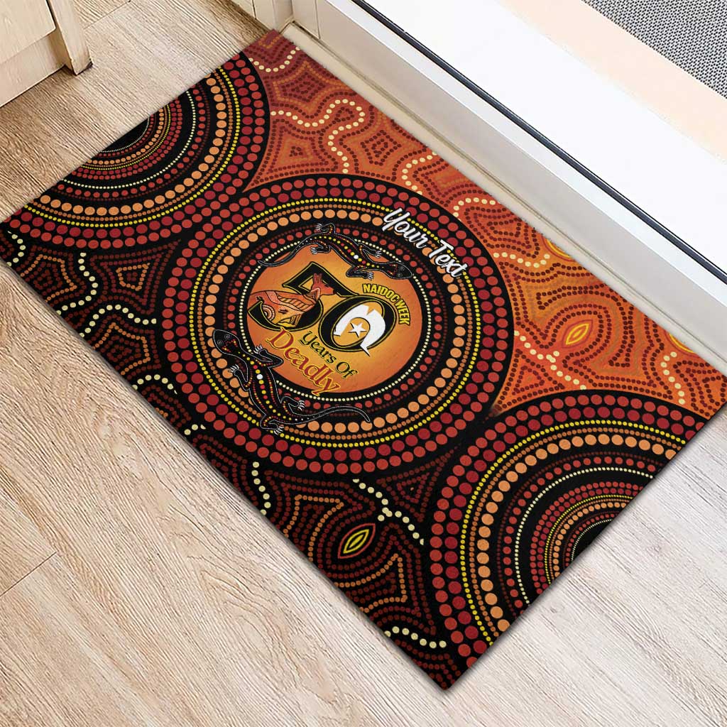 NAIDOC Week 2026 Personalised Rubber Doormat 50 Years of Deadly Lizard Kangaroo Aboriginal Art