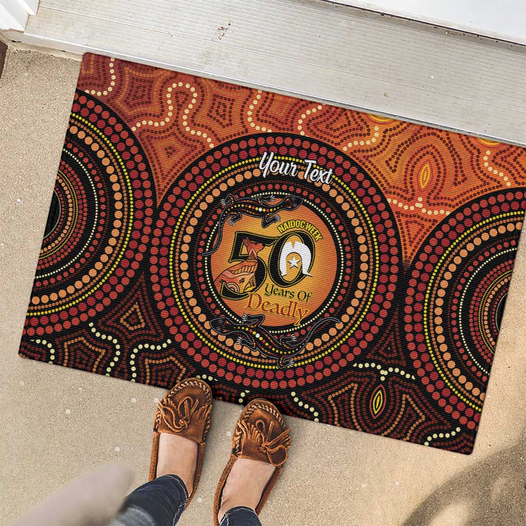 NAIDOC Week 2026 Personalised Rubber Doormat 50 Years of Deadly Lizard Kangaroo Aboriginal Art